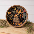 Floral Rabbit Round Enamel Tray