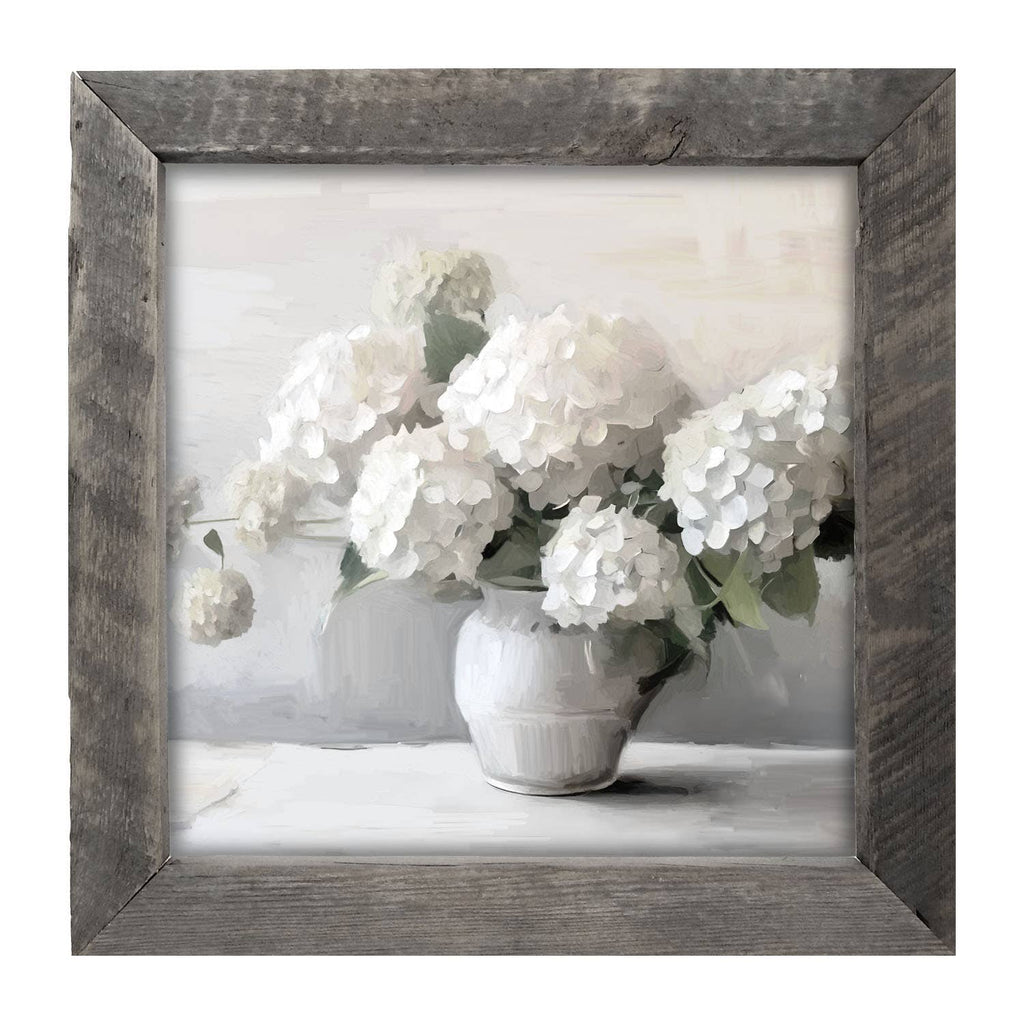 White Vase of Hydrangeas