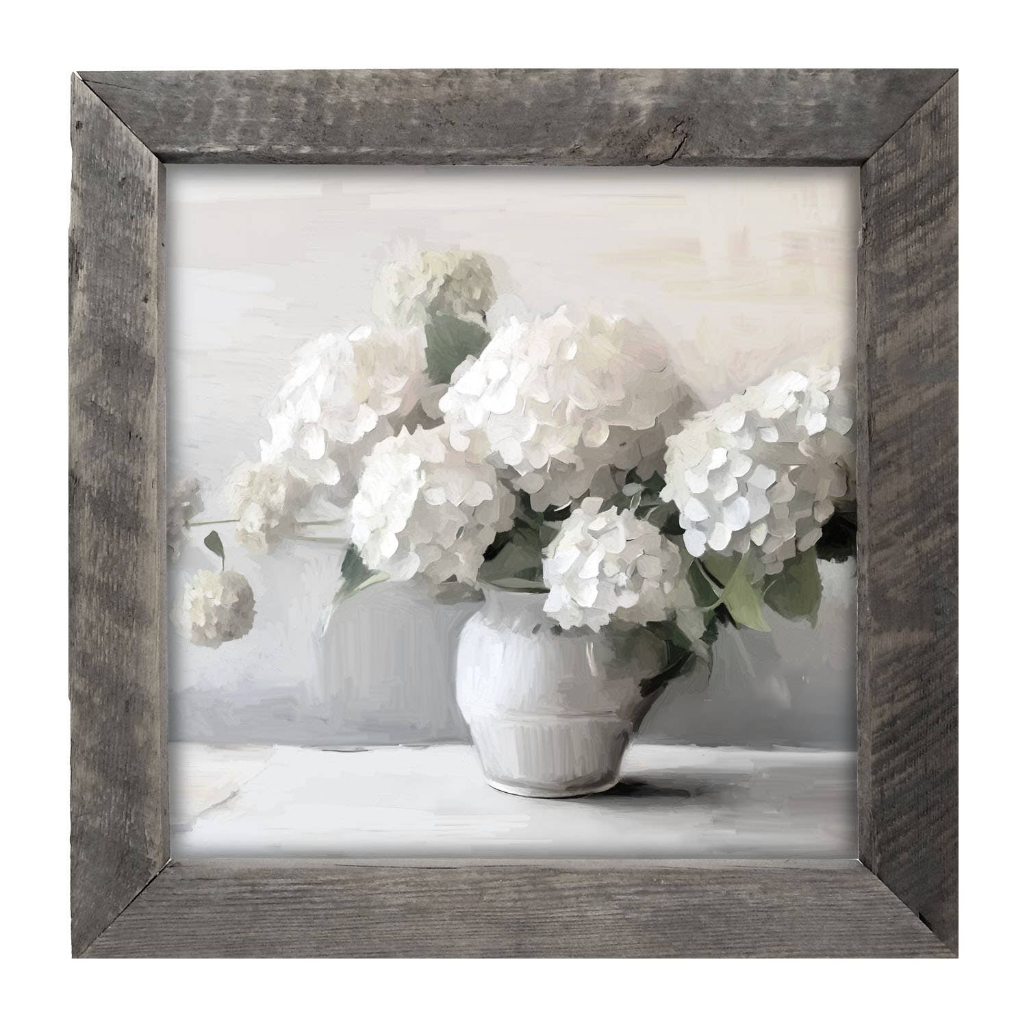 White Vase of Hydrangeas