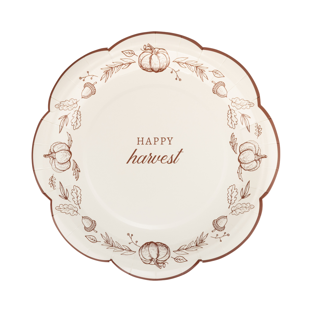 Happy Harvest Line Art Paper Plates