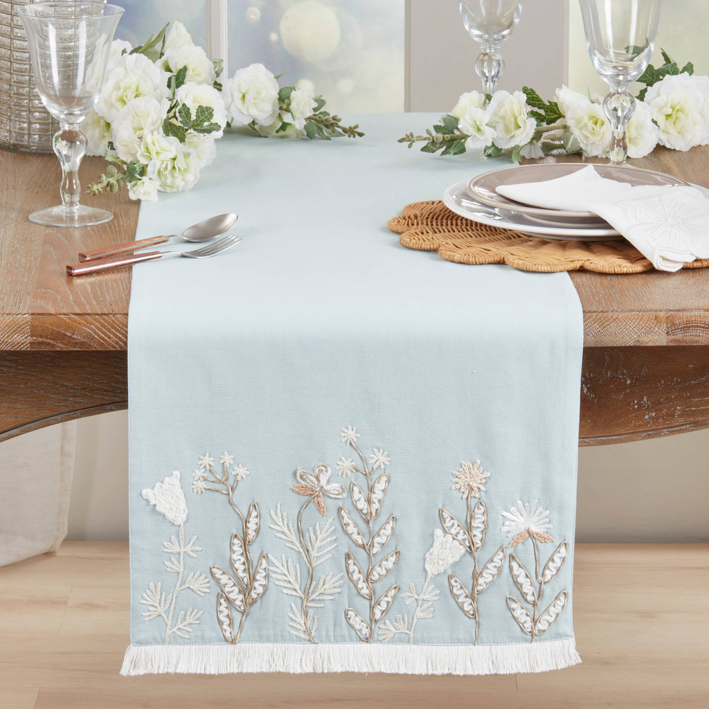 Embroidered Meadow Decorative Table Runner