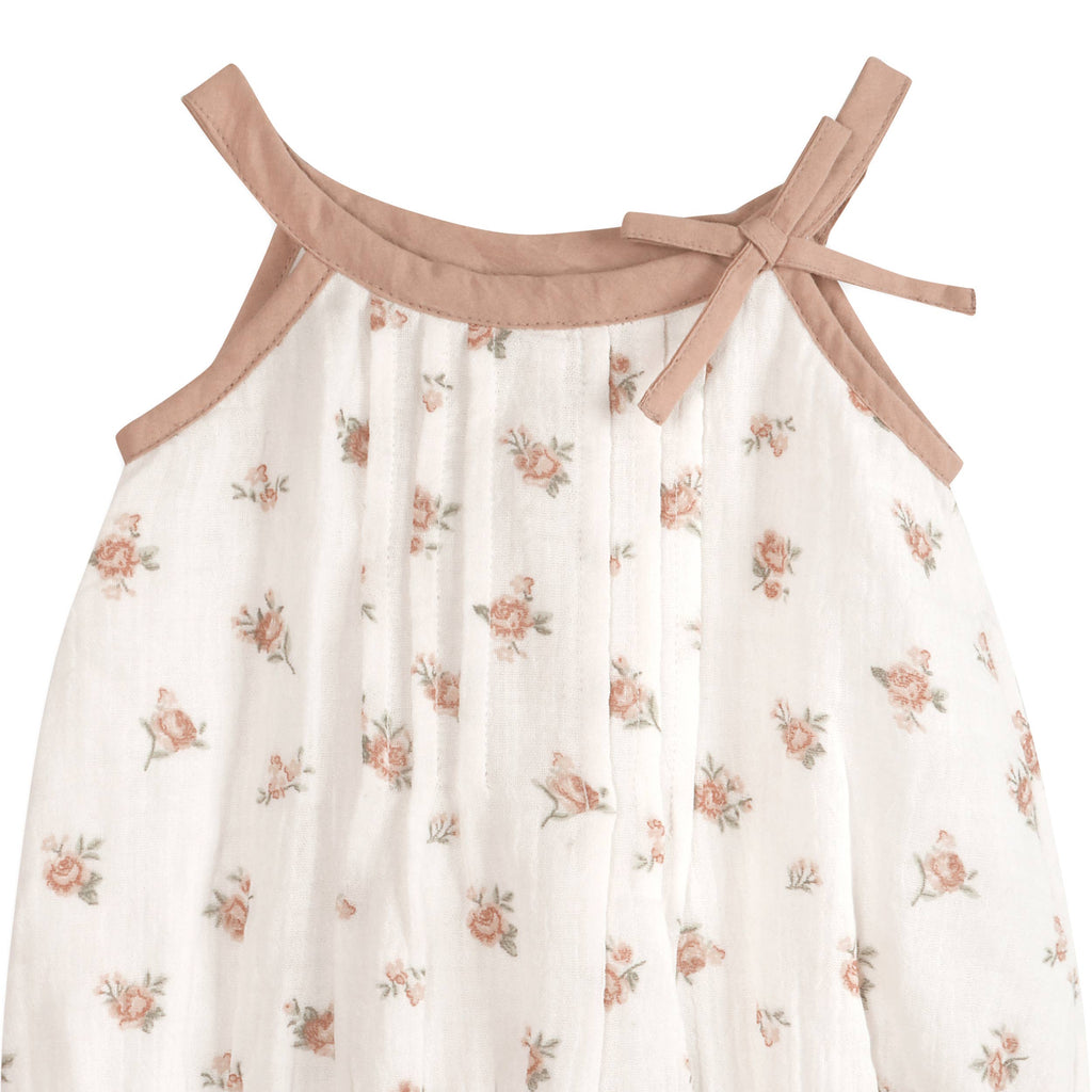 Tea Rose Floral Baby Romper + Headband