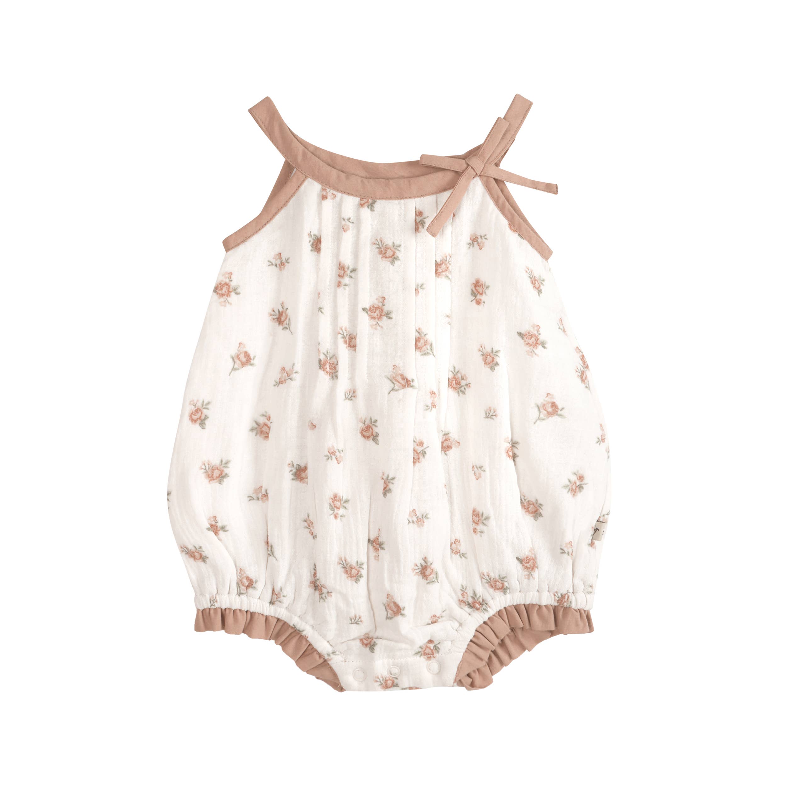 Tea Rose Floral Baby Romper + Headband