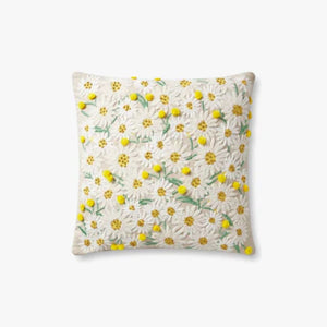 Daisy Beige Throw Pillow - 18x18"