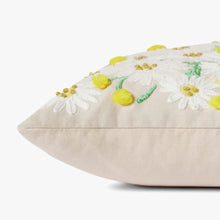 Daisy Beige Throw Pillow - 18x18"