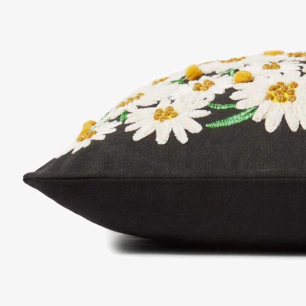 Daisy Black & Ivory Throw Pillow - 18x18"