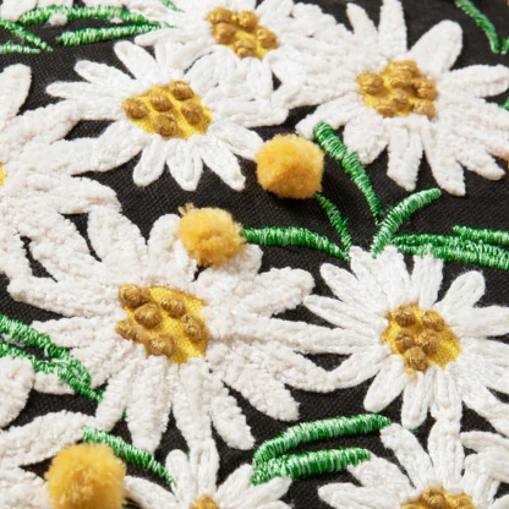 Daisy Black & Ivory Throw Pillow - 18x18"