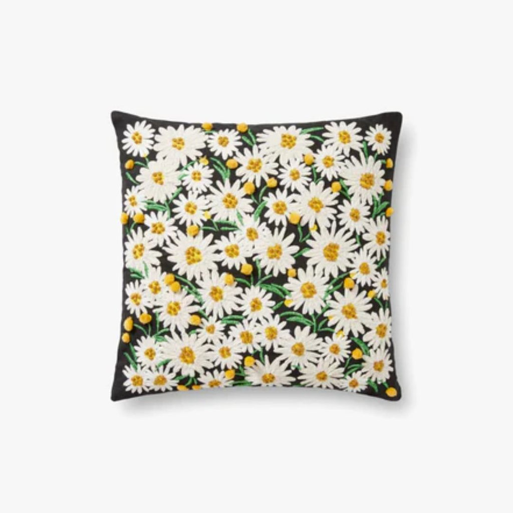 Daisy Black & Ivory Throw Pillow