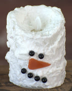 Snowman Bumpy White Moving Flame LED Candle 3in by 4in