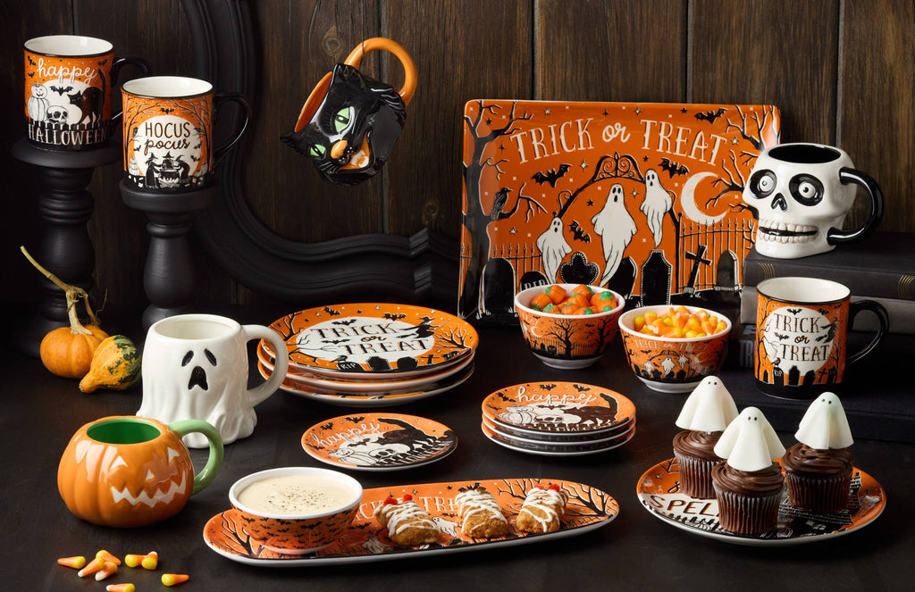 Scaredy Cat Halloween Canape Plate Rd. 6" asst.