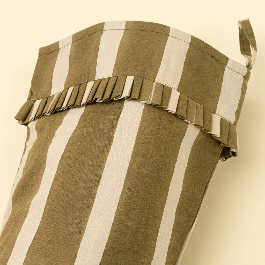 Block Print Stripe Stocking, Olive