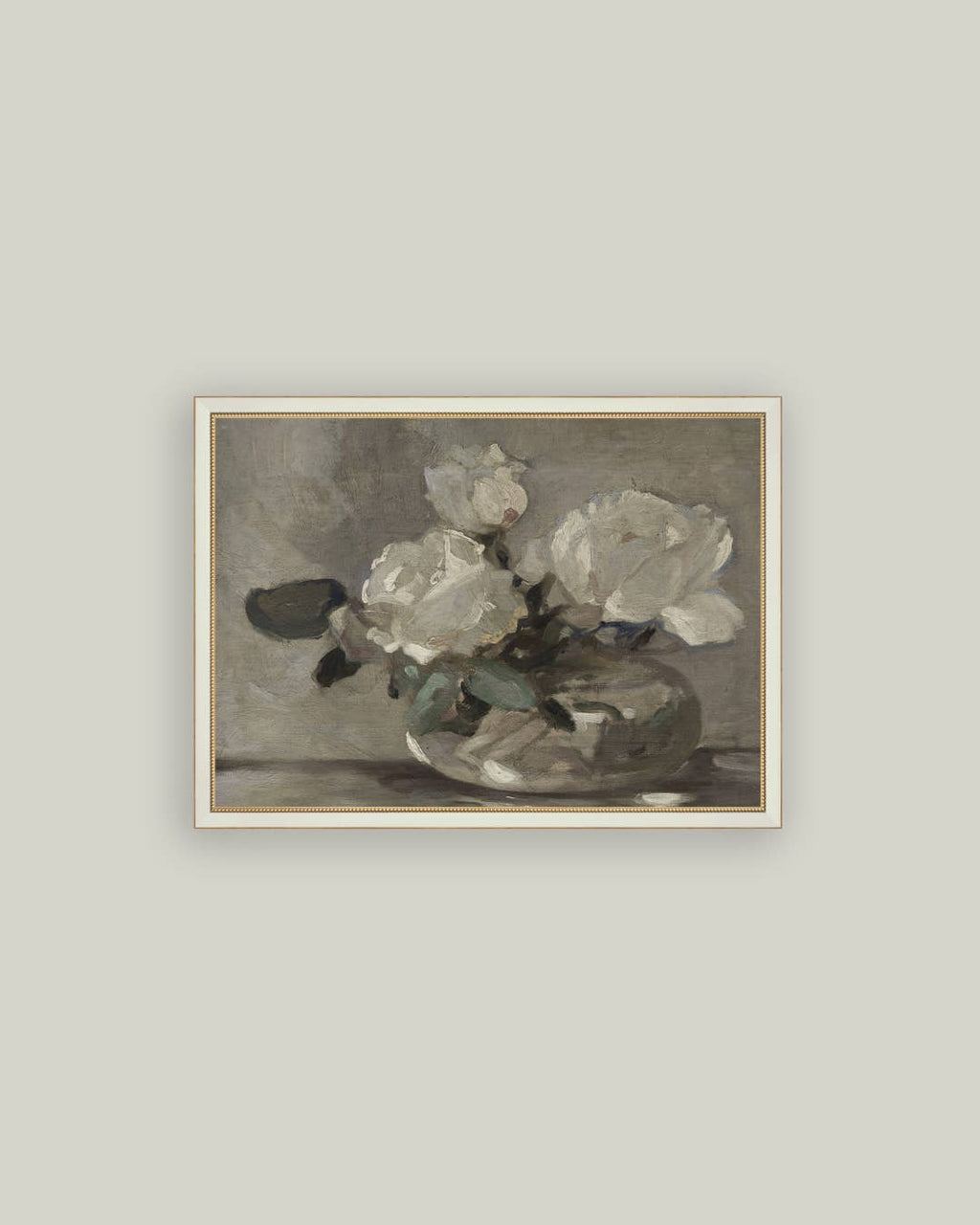 White Rose Vase Framed Antique Art