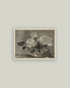 White Rose Vase Framed Antique Art