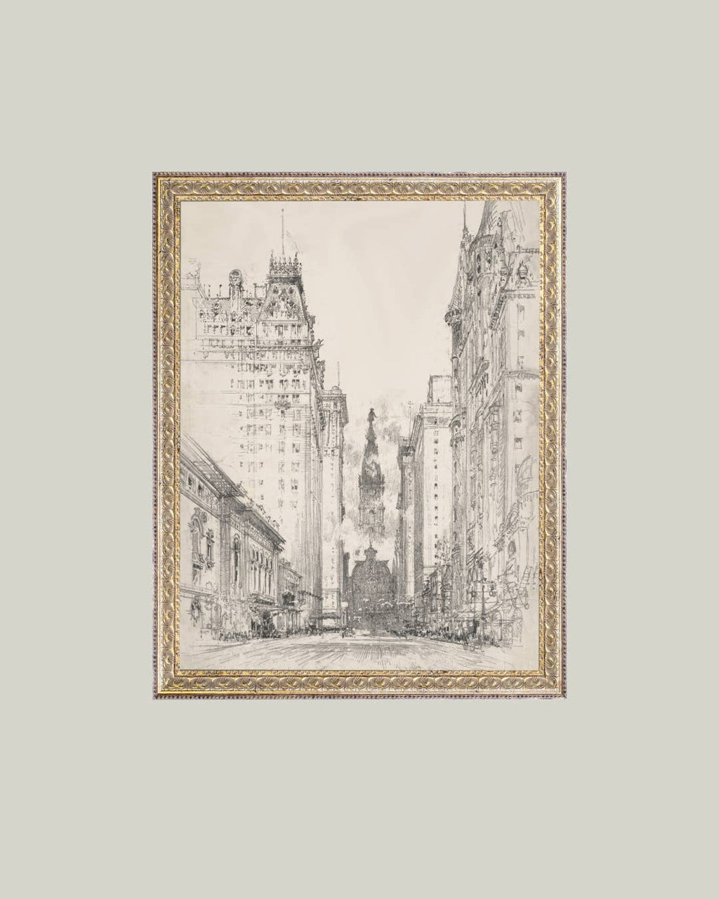 New York Sketch Framed Antique Art