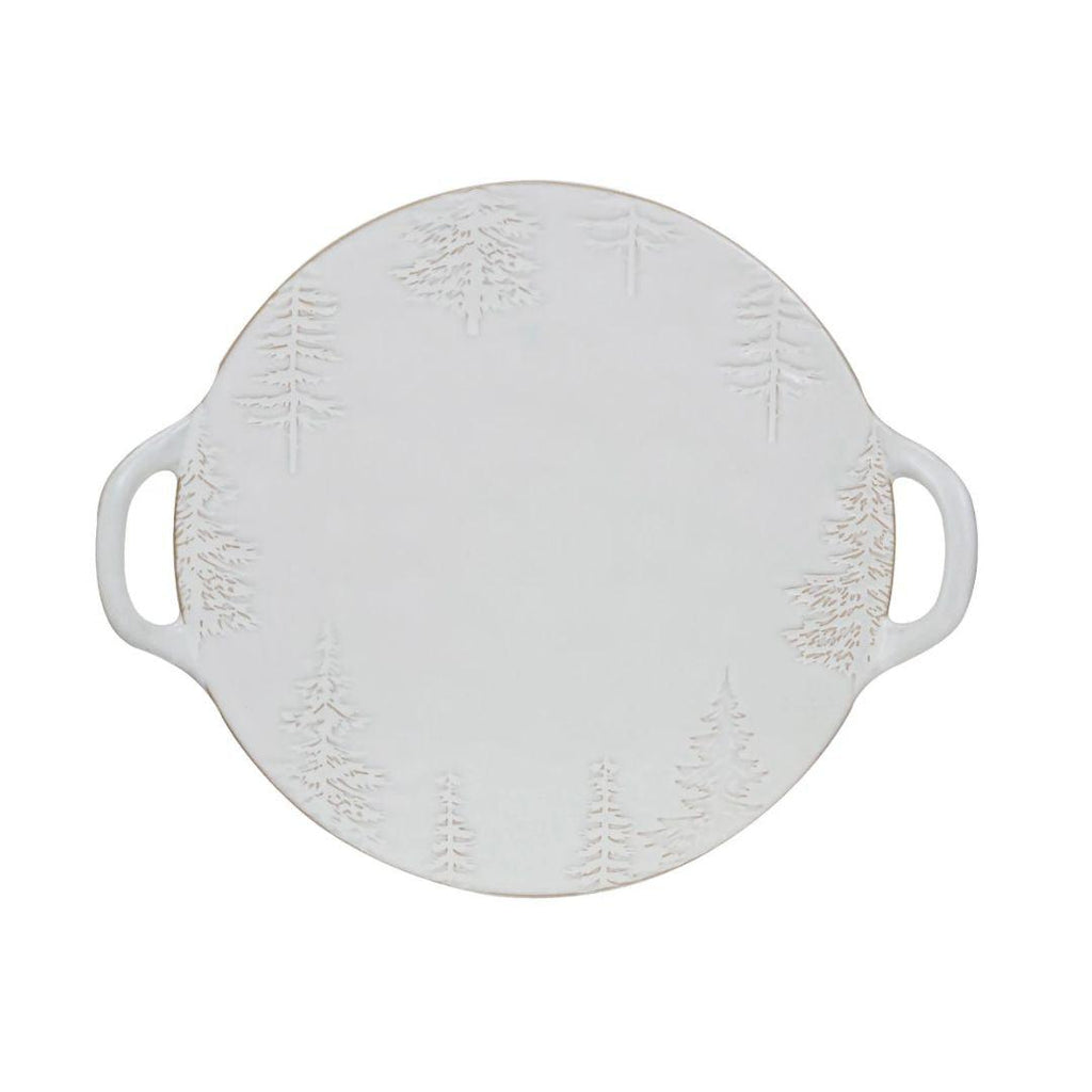 Debossed Stoneware Tray/Platter with Trees & Handles
