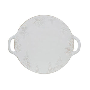 Debossed Stoneware Tray/Platter with Trees & Handles