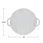Debossed Stoneware Tray/Platter with Trees & Handles