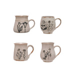Debossed Floral Stoneware Mug - Assorted Styles