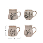 Debossed Floral Stoneware Mug - Assorted Styles