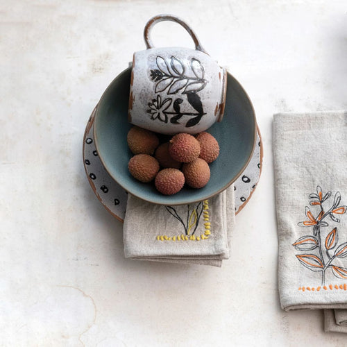 Debossed Floral Stoneware Mug - Assorted Styles