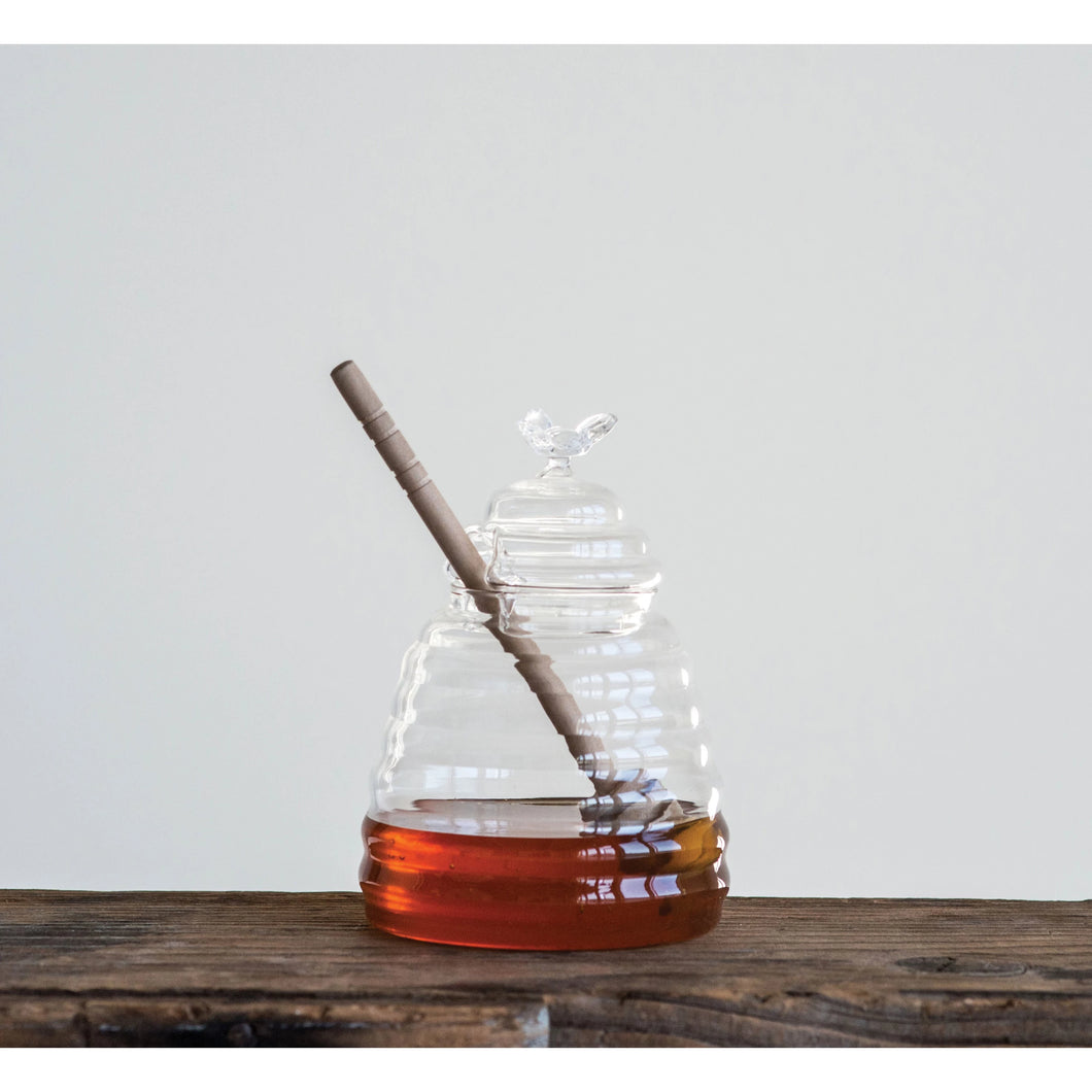 Glass Honey Jar W/ Dipper