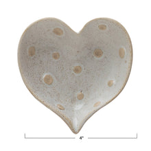 Stoneware Heart Shaped Dish With Dots