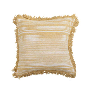 Yellow Stripe Pillow With Fringe
