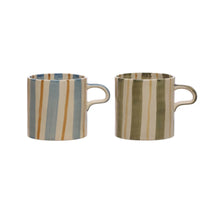 Hand Painted Stoneware Mug With Stripe