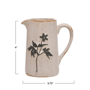 Stoneware Creamer With Flowers