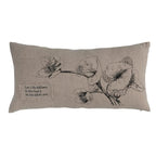 24" Lumbar Linen Throw Pillow With Printed Florals