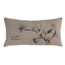 24" Lumbar Linen Printed Pillow With Florals