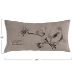 24" Lumbar Linen Throw Pillow With Printed Florals