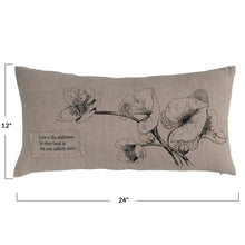 24" Lumbar Linen Printed Pillow With Florals