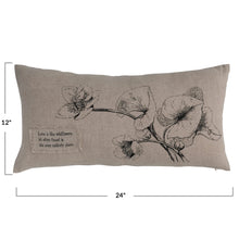 Lumbar Linen Printed Pillow With Florals