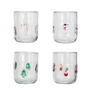Drinking Glass with Embedded Holiday Icon