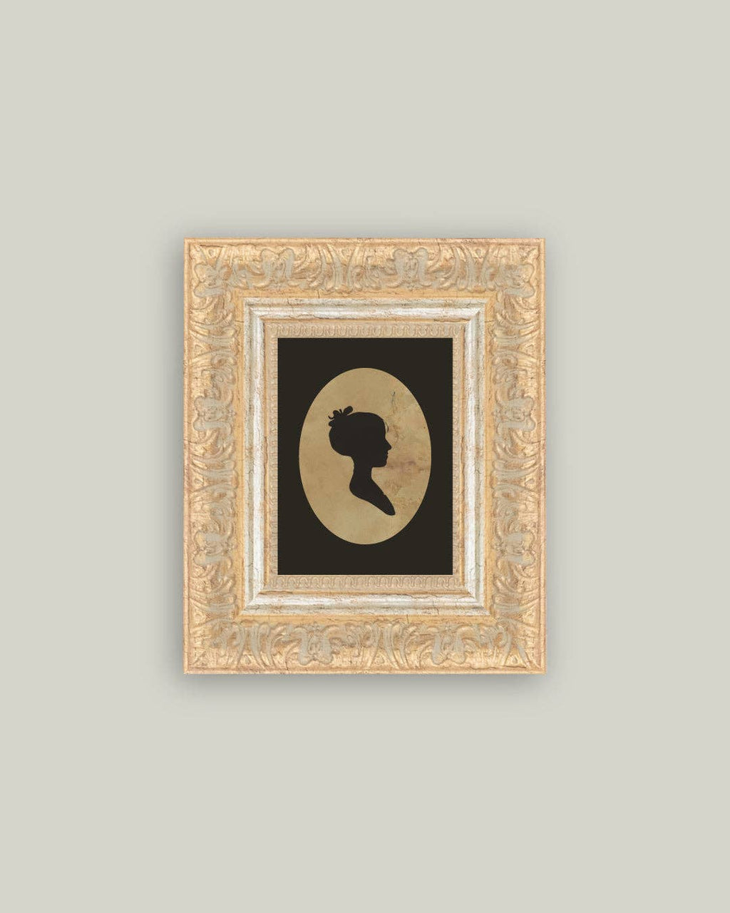 Silhouette of Woman Facing Left Framed Antique Art