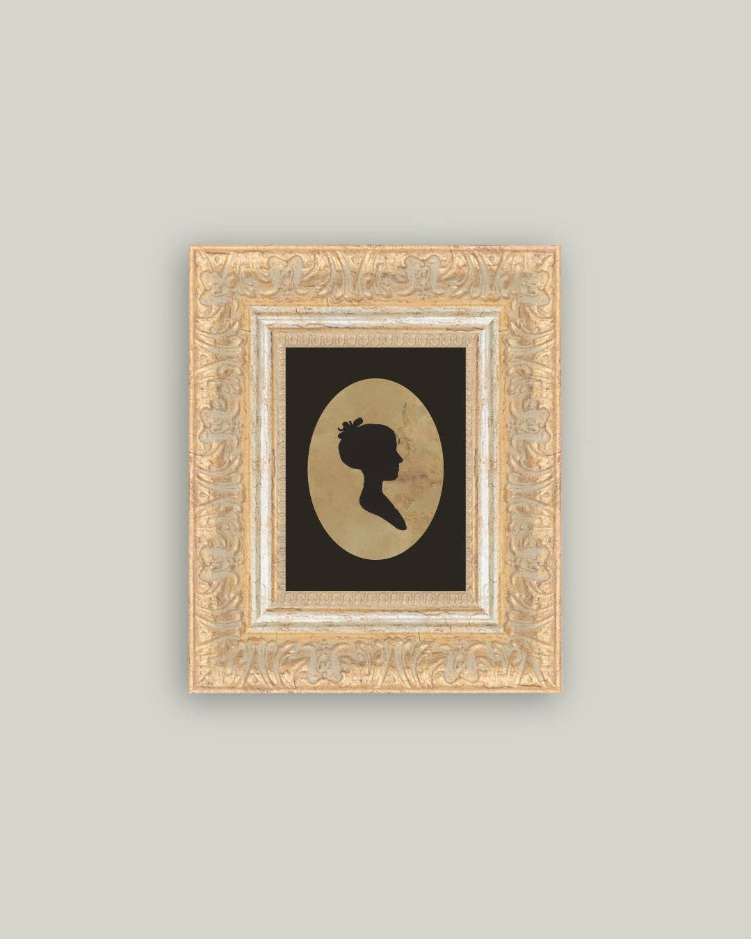 Silhouette of Woman Facing Left Framed Antique Art