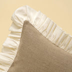 15x42 Velvet Ruffle Linen Pillow, Ivory