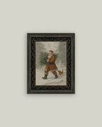 Santa with Tree Framed Antique Art