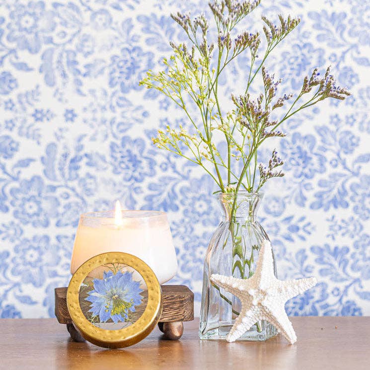 Petite Pressed Floral Candle - Sea Salt Mist