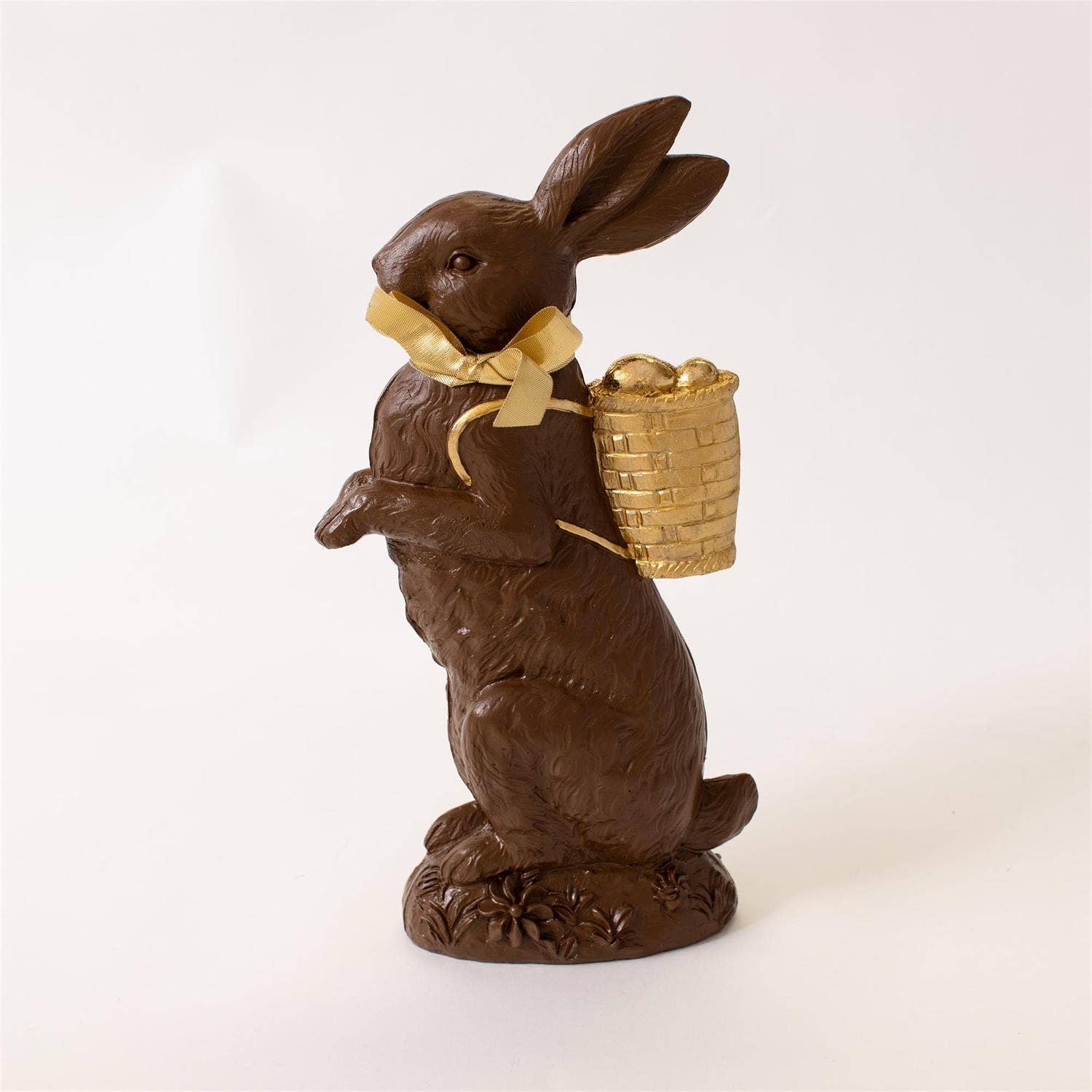 Vintage Chocolate Bunny w/ Gold Basket