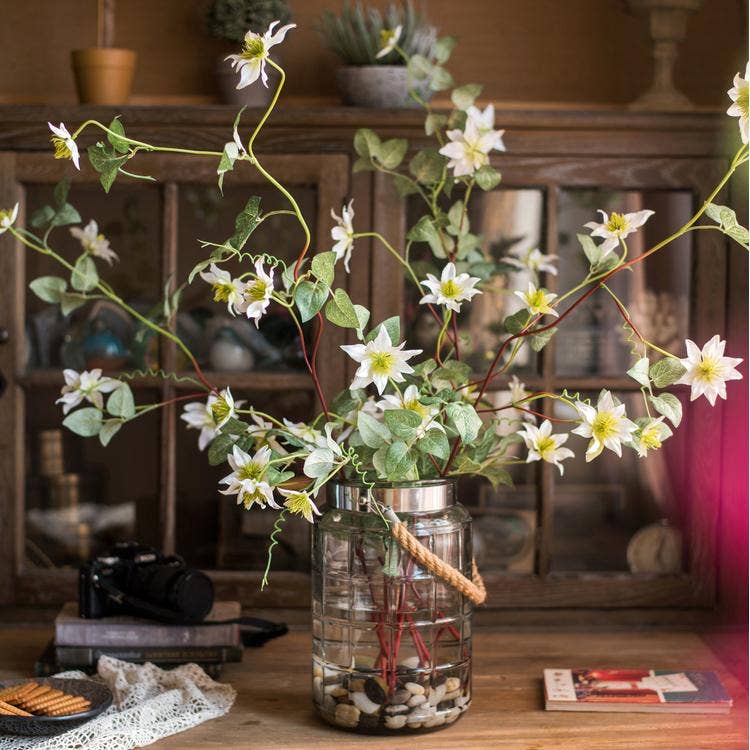 German Clematis Flower Stem in White 40"