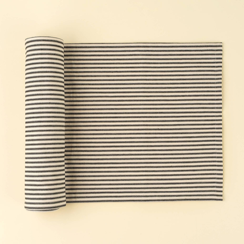 Black Ticking Table Runner 108"