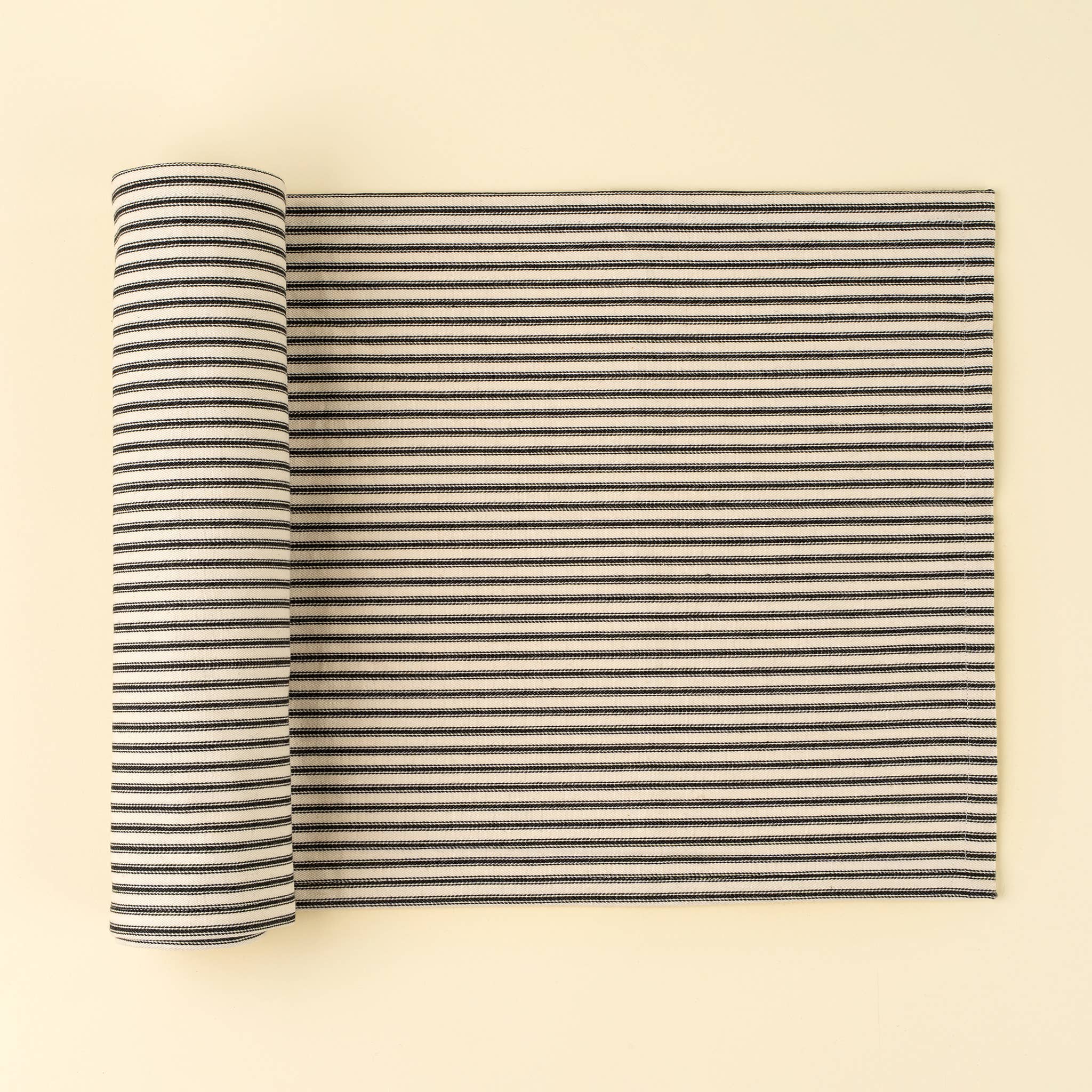 Black Ticking Table Runner 108"