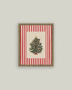 Peppermint Stripe Tree Framed Antique Art