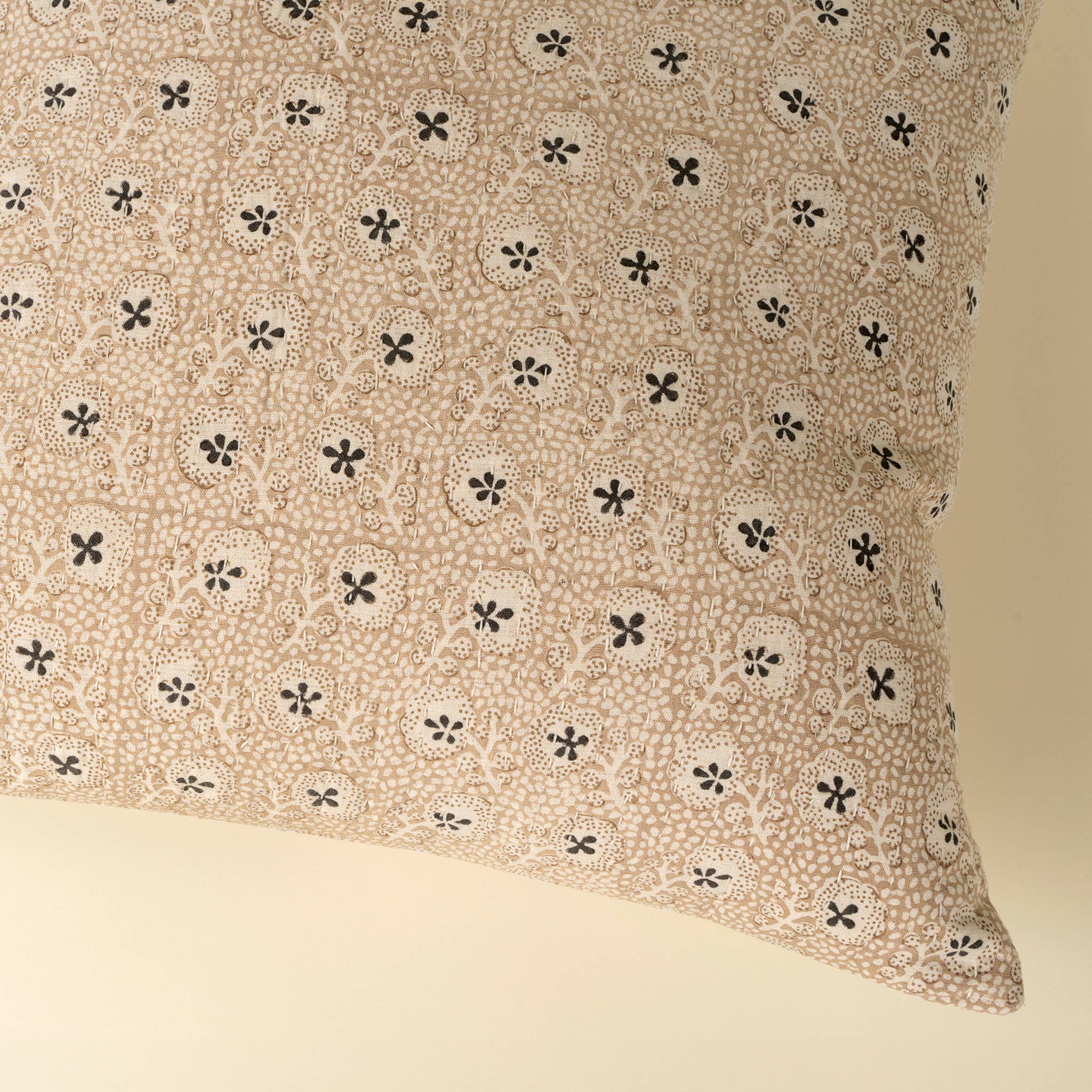 20x20 Clover Block Print Kantha Pillow