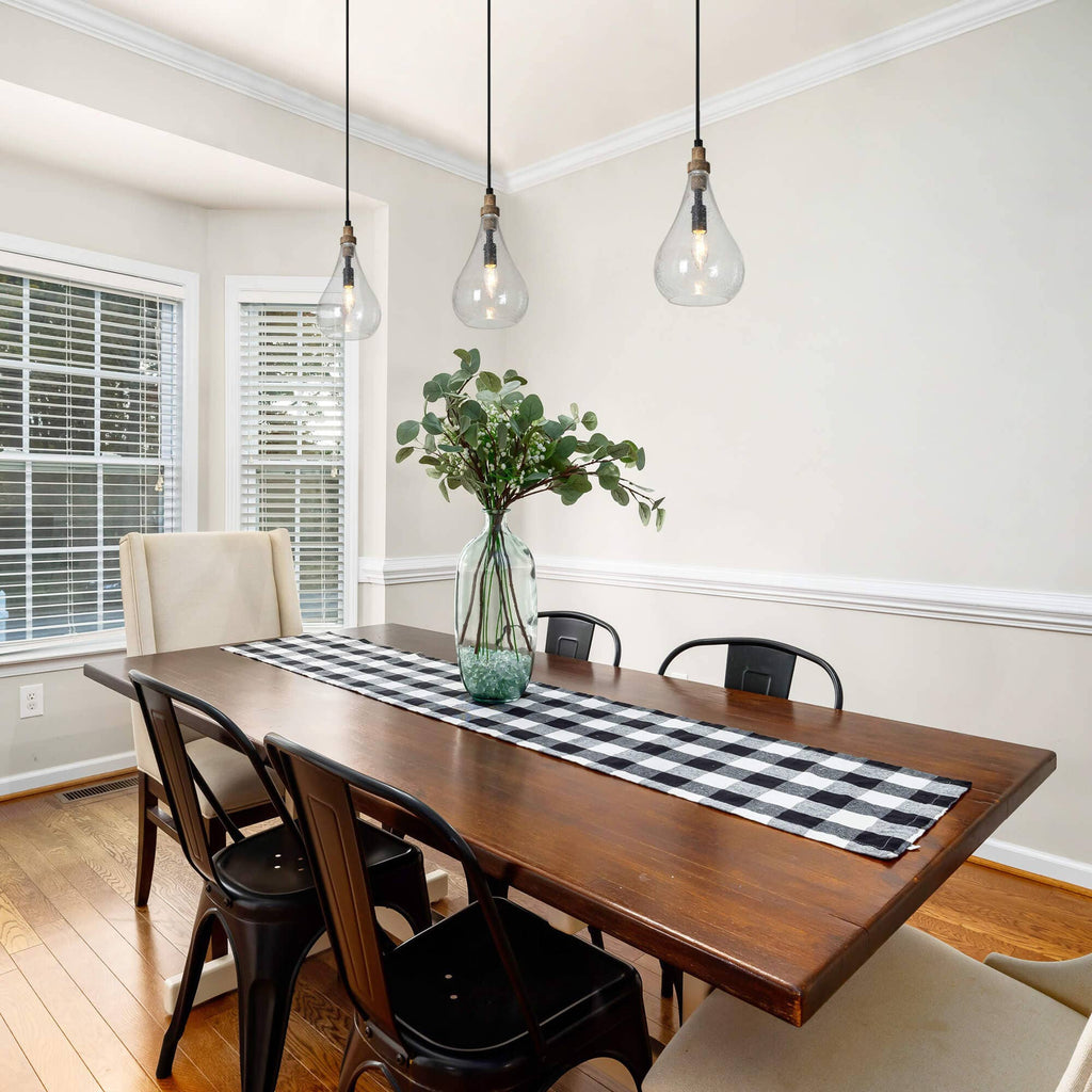Tethyne 1-Light Wood Glass Pendant Light