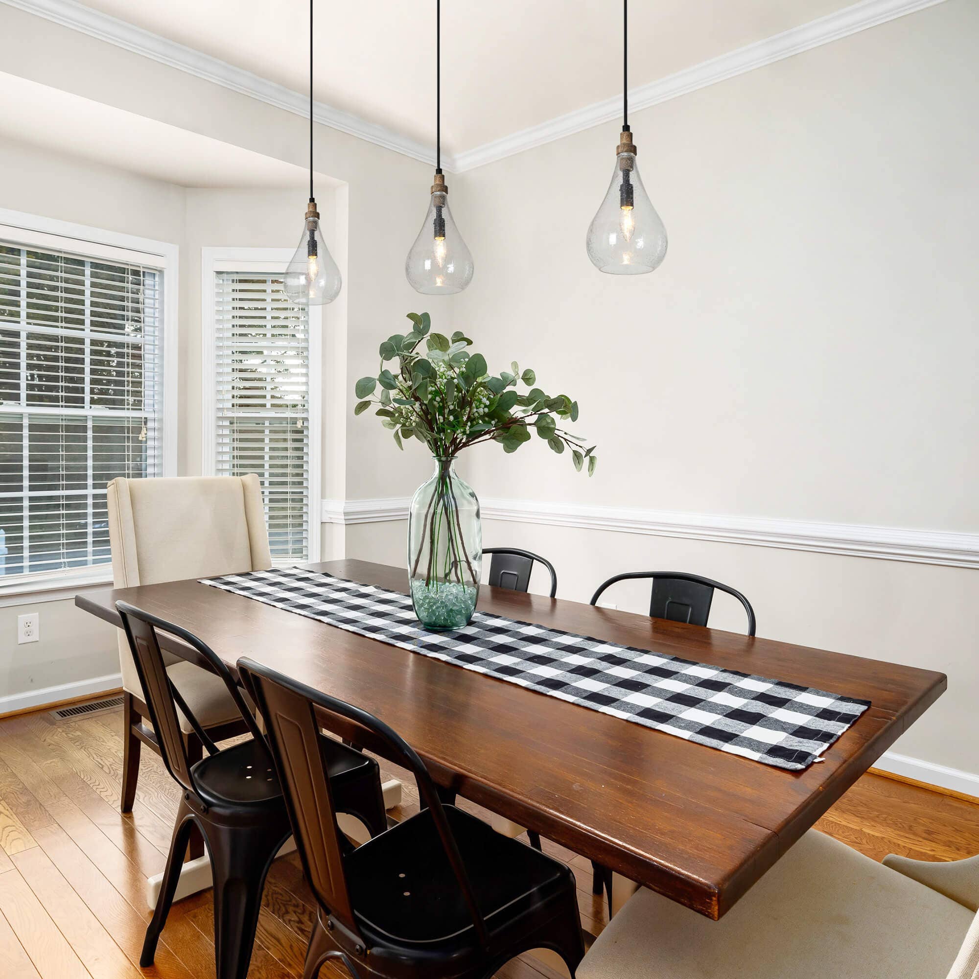 Tethyne 1-Light Wood Glass Pendant Light