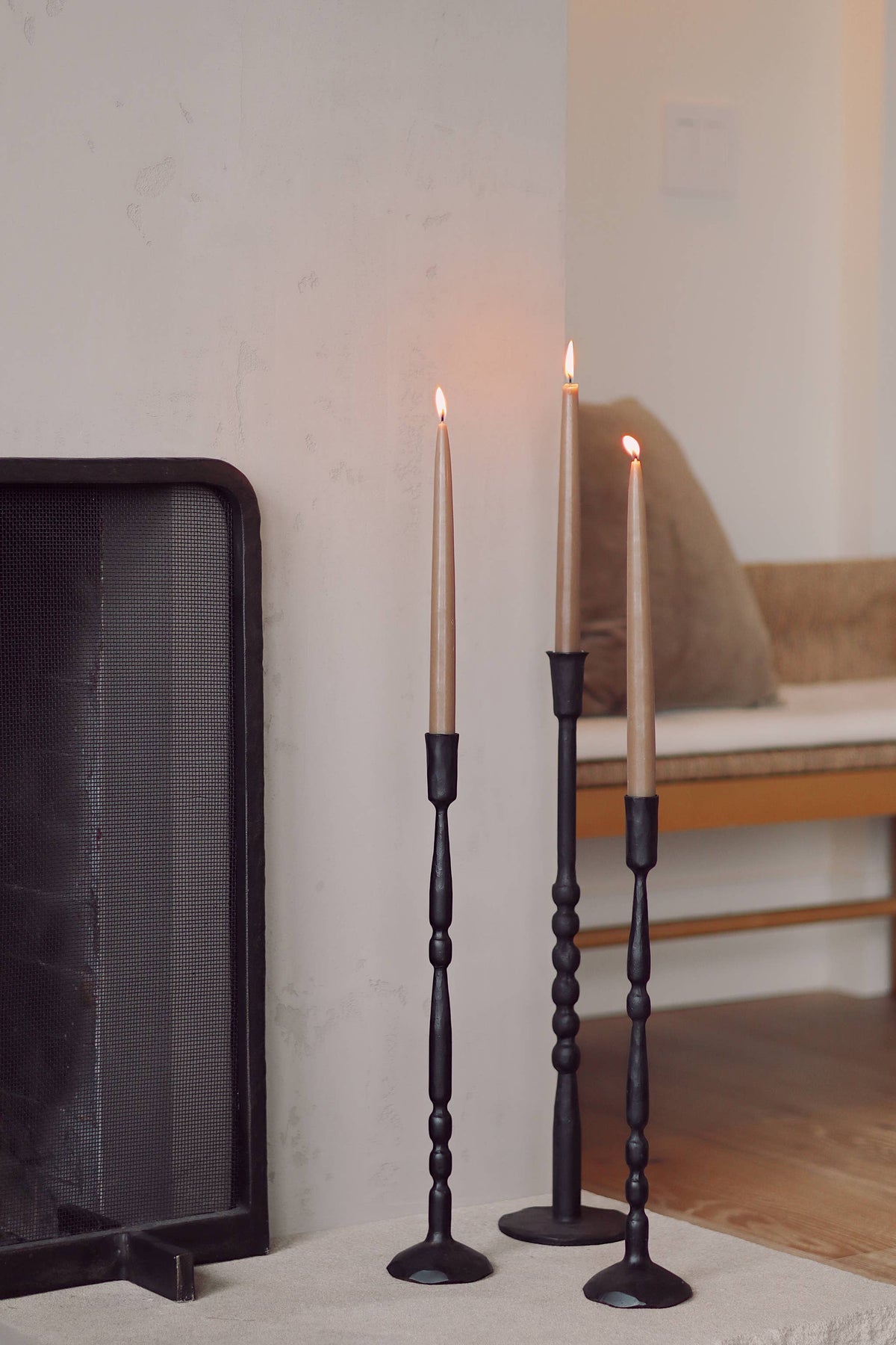 Sm Nova Forged Tall Candlestick Blk