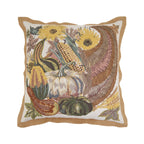 Embroidered Cornucopia Throw Pillow